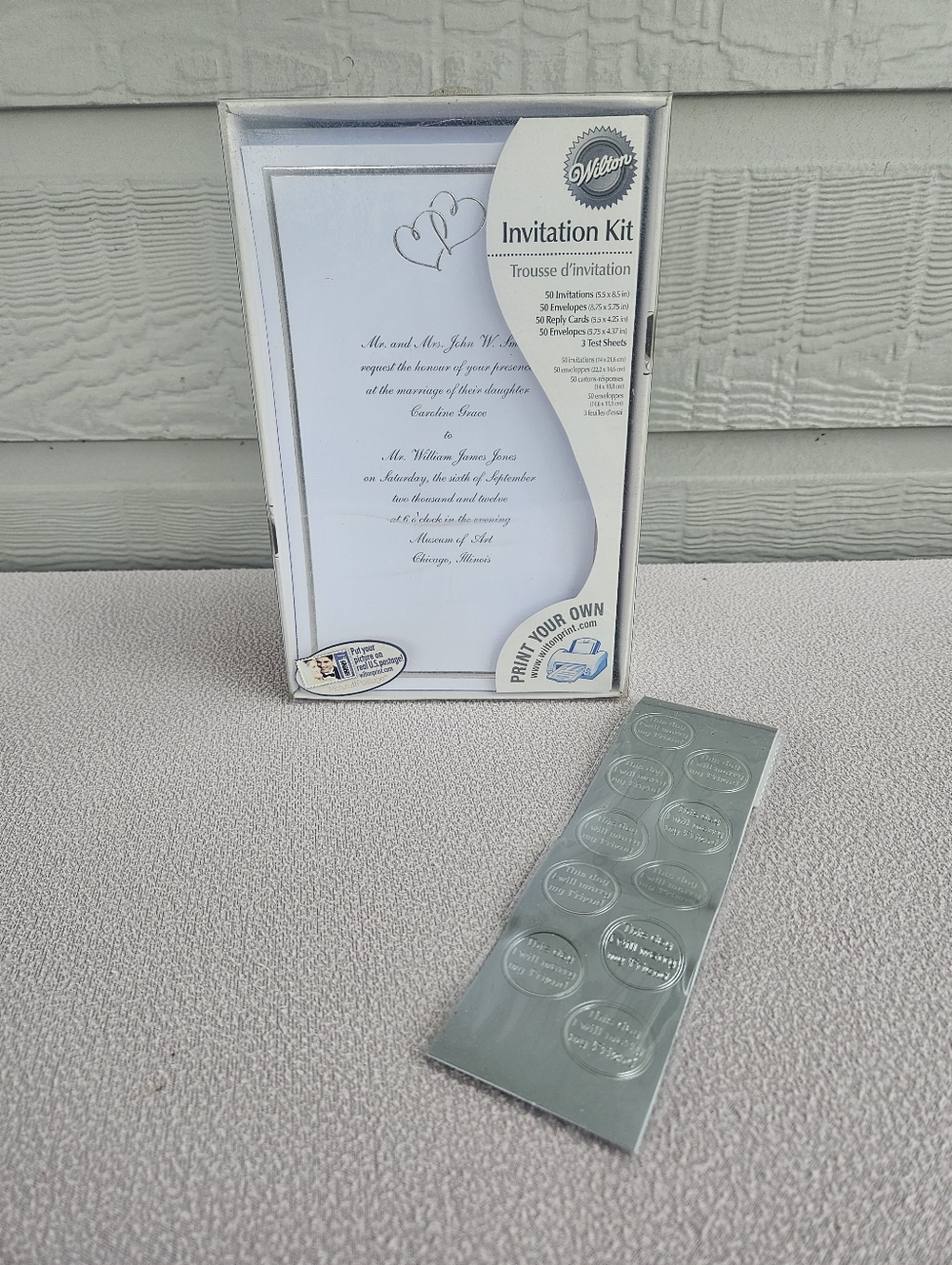 Wilton Wedding Invitation Kit 50 Invites Cards Envelopes Silver Sweethearts